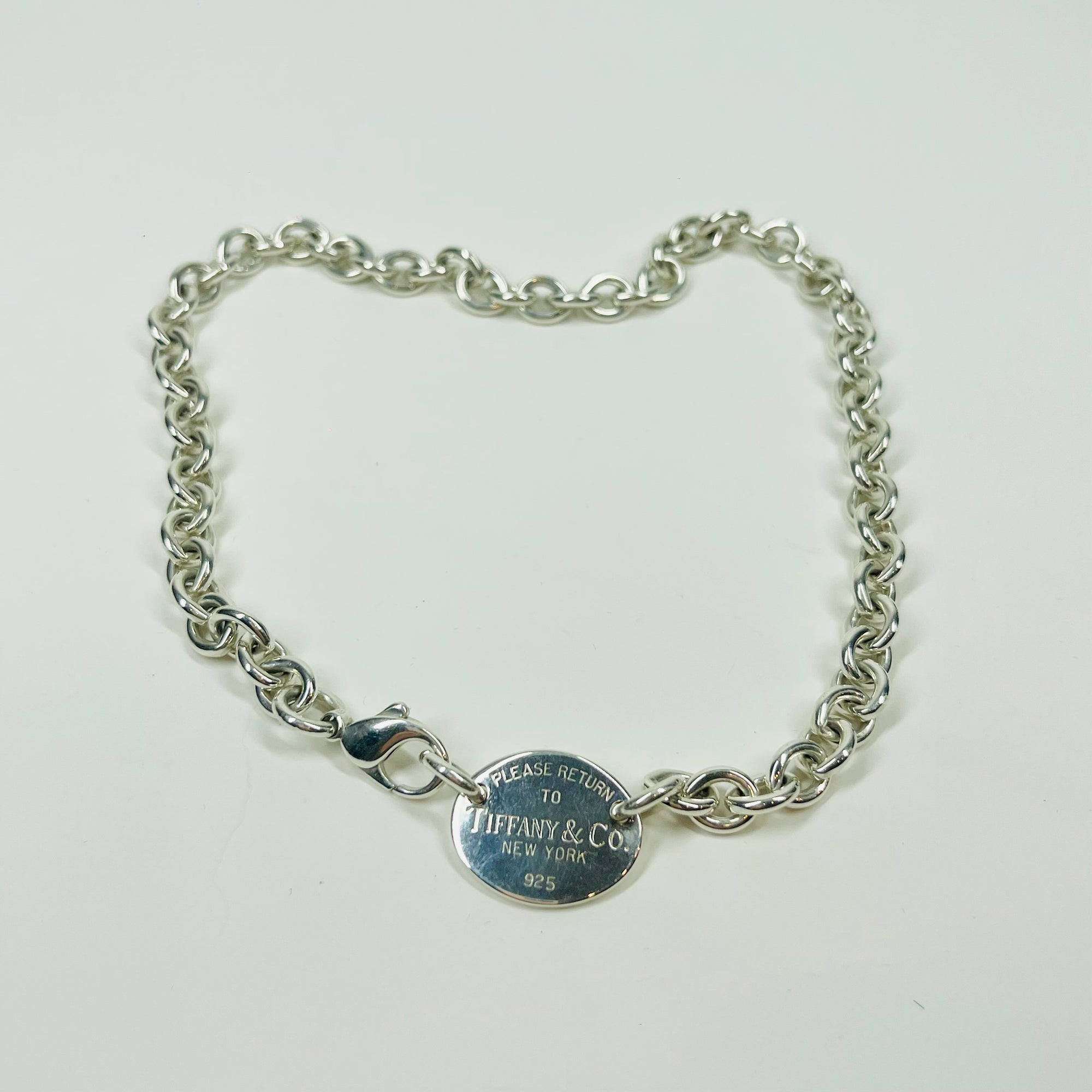 1990s TIFFANY &amp; CO RETURN TO ADDRESS SILVER NECKLACE