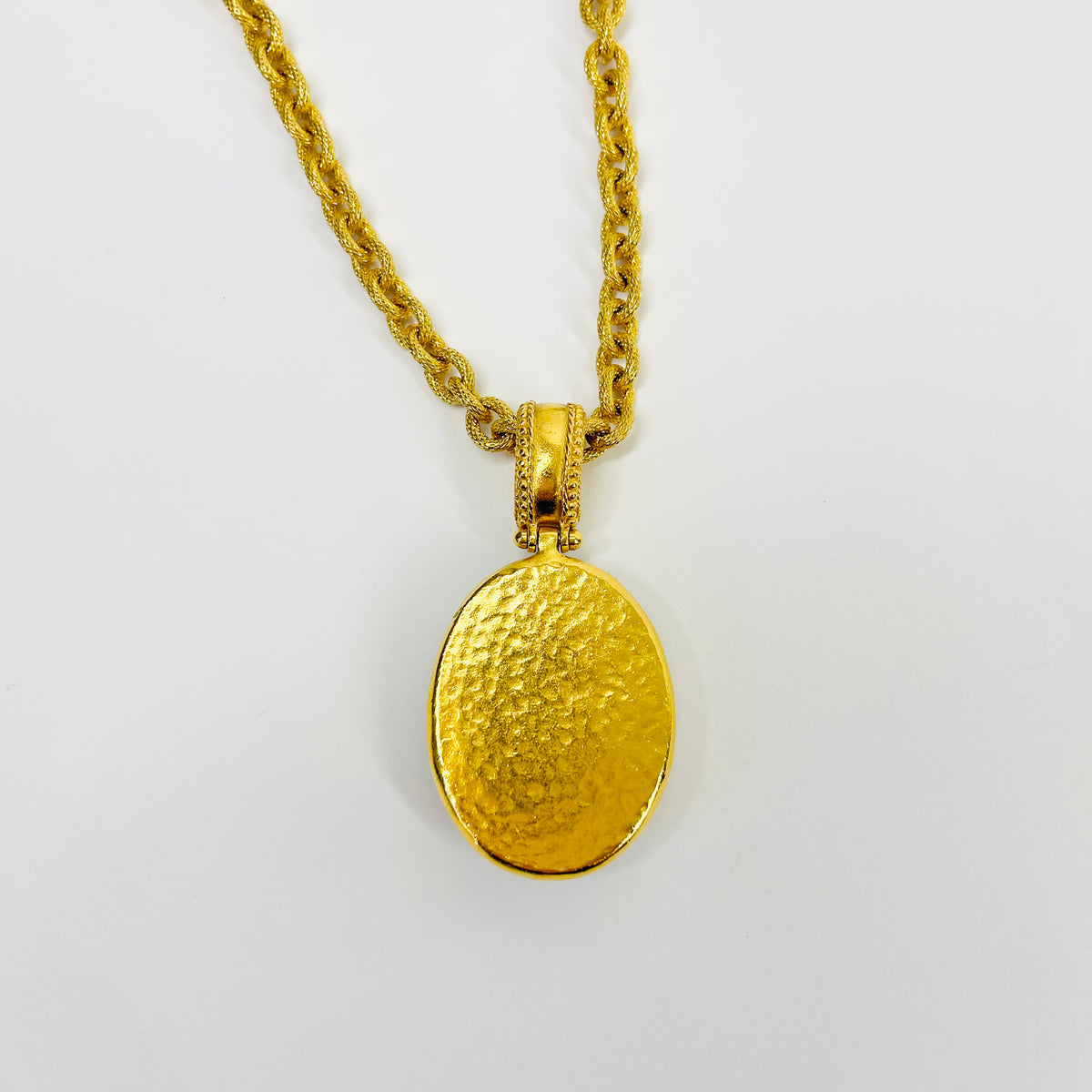 1995 CHANEL CC LOGO MUGHAL STYLE LAPIS AZULI MEDALLION PENDANT NECKLACE