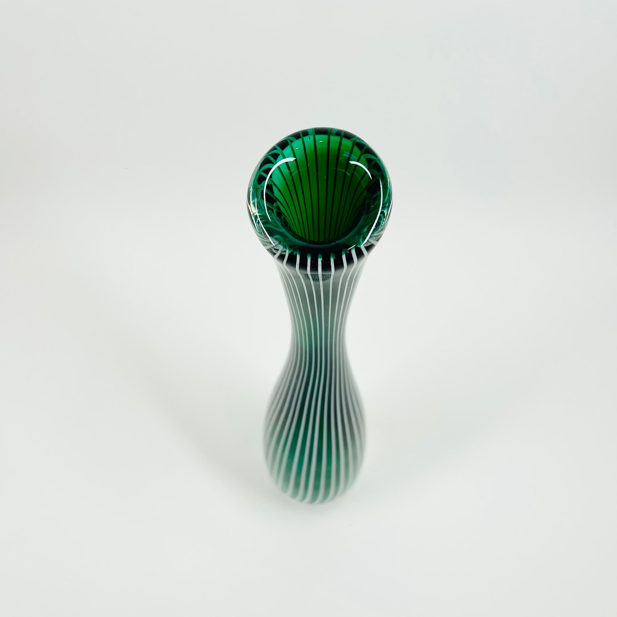 1960s ZEBRA SOMMERSO GLASS VASE BY VICKE LINDSTRAND FOR KOSTA BODA
