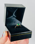 ANTIQUE ART DECO 14K GOLD RING WITH EMERALD & DIAMONDS
