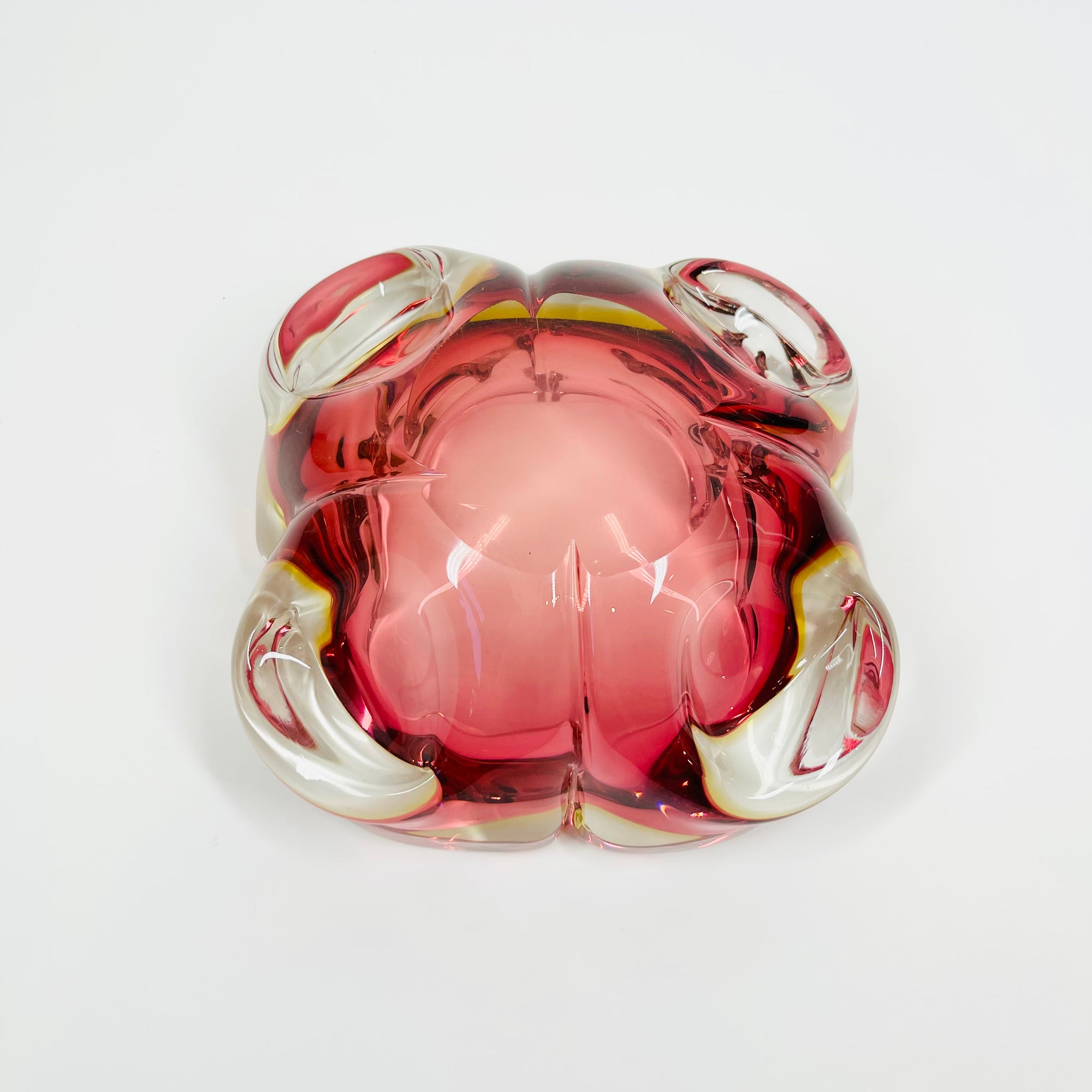 1950s MURANO PINK YELLOW SOMMERSO BOWL/ASHTRAY