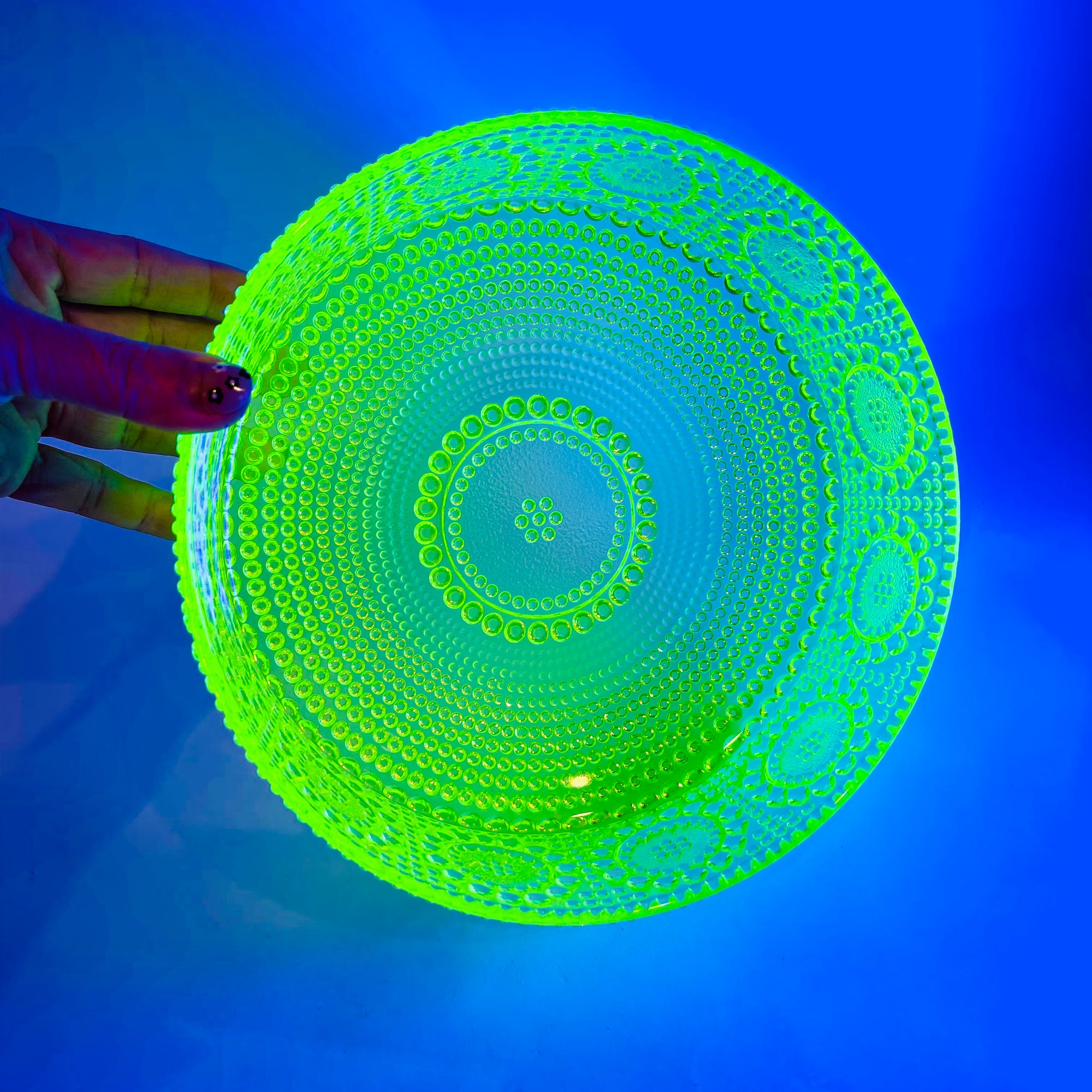 MIDCENTURY FINNISH URANIUM GLASS GRAPPONIA BOWL BY NANNY STILL FOR RIIHIMAEN LASI
