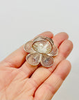 1970s ITALIAN LACE SILVER FILIGREE FLOWER RING