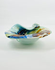 1950s MULTI COLOURS CASED MURANO SWIRLS GLASS SHELL BOWL