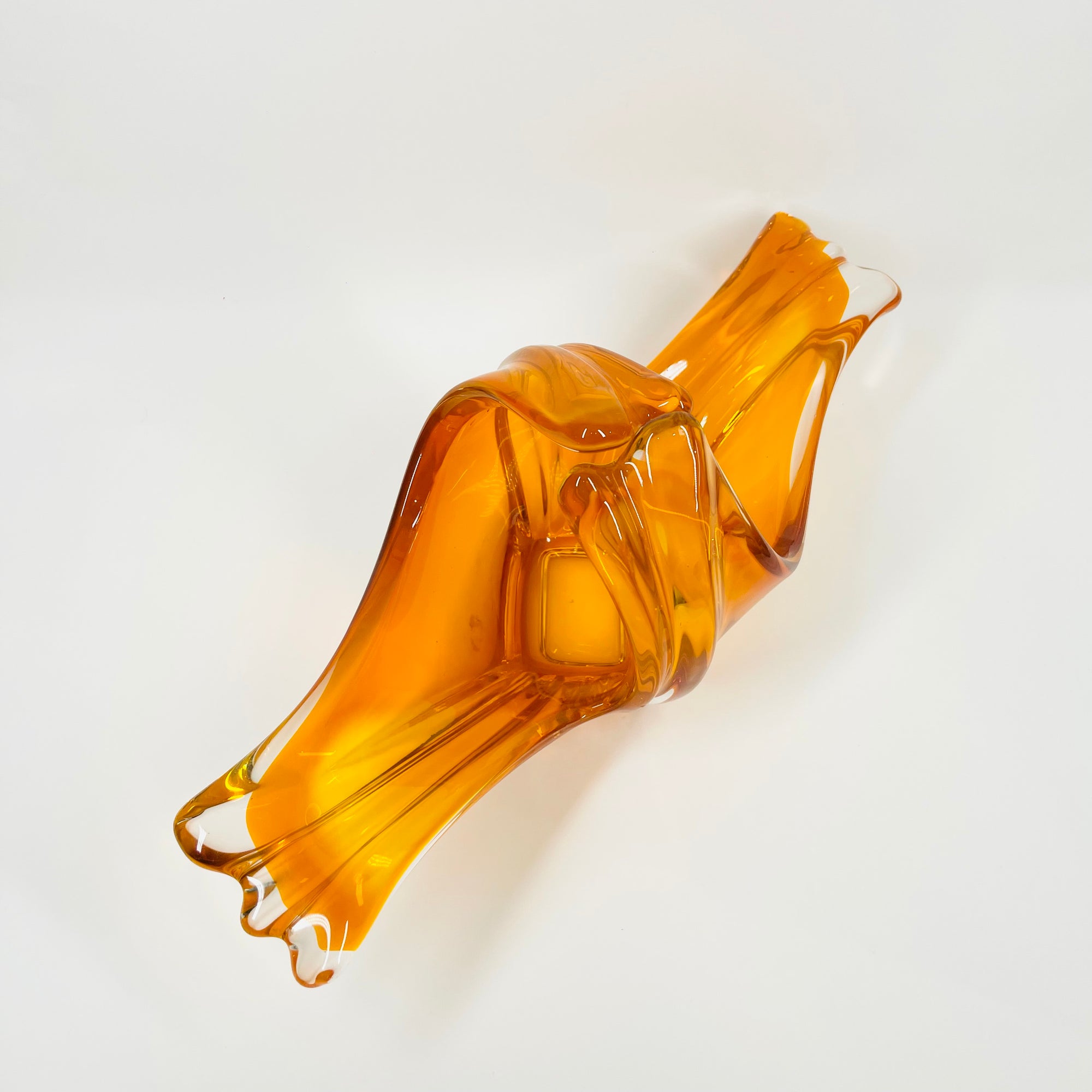 1970s JAPANESE ORANGE FLAME BASKET/BOWL/VASE