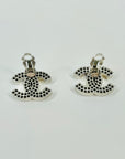 2003 CHANEL CC LOGO SILVER MESH CLIP ON EARRINGS