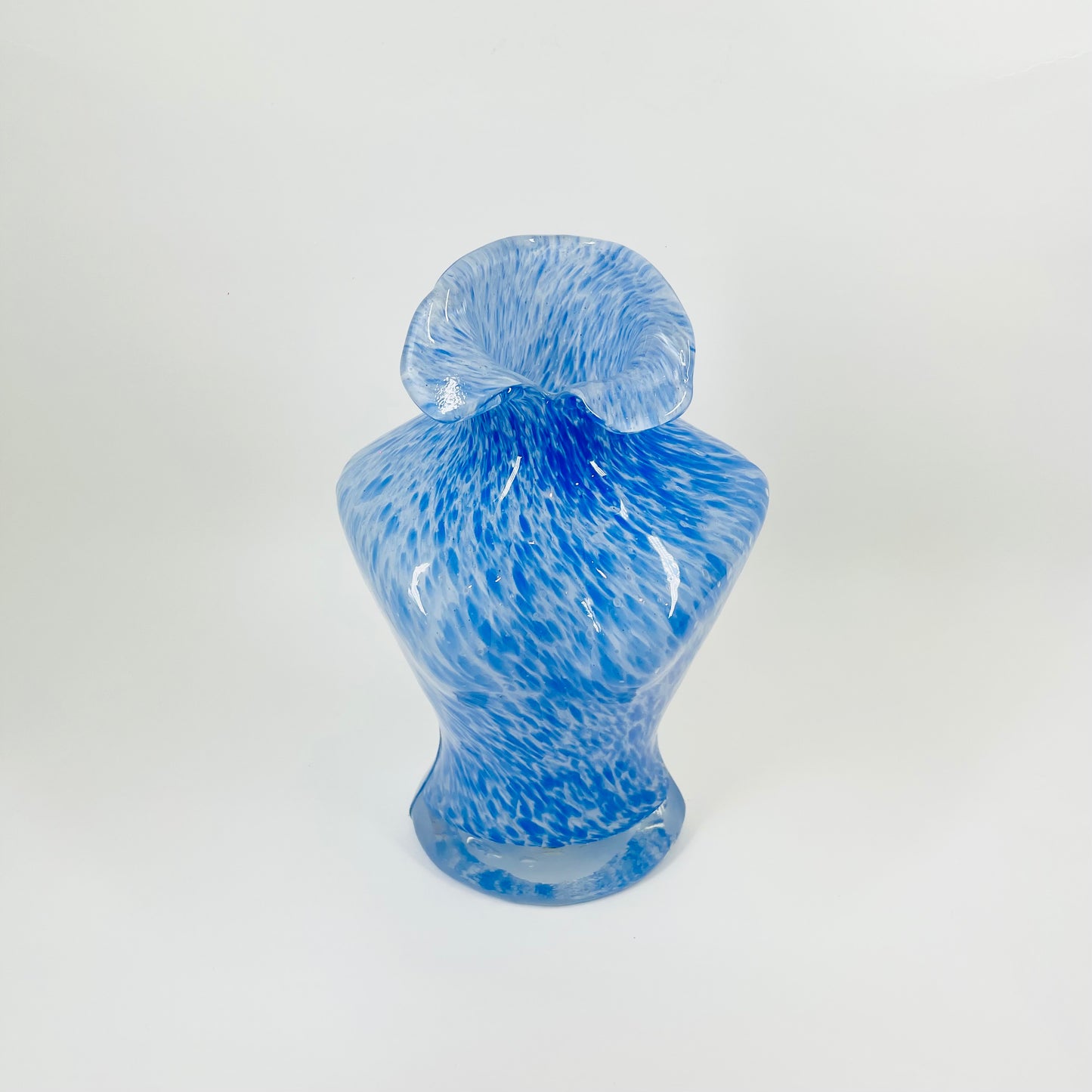 1980s MURANO BLUE SPATTER GLASS BUST VASE