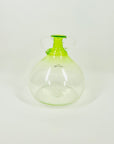 1990s HAND MADE HOGLUND GREEN OMBRE GLASS AMPHORA VASE/JUG