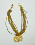 2009 CHANEL LOGO MEDALLION GOLD PLATED MULTI-MESH CHAINS NECKLACE