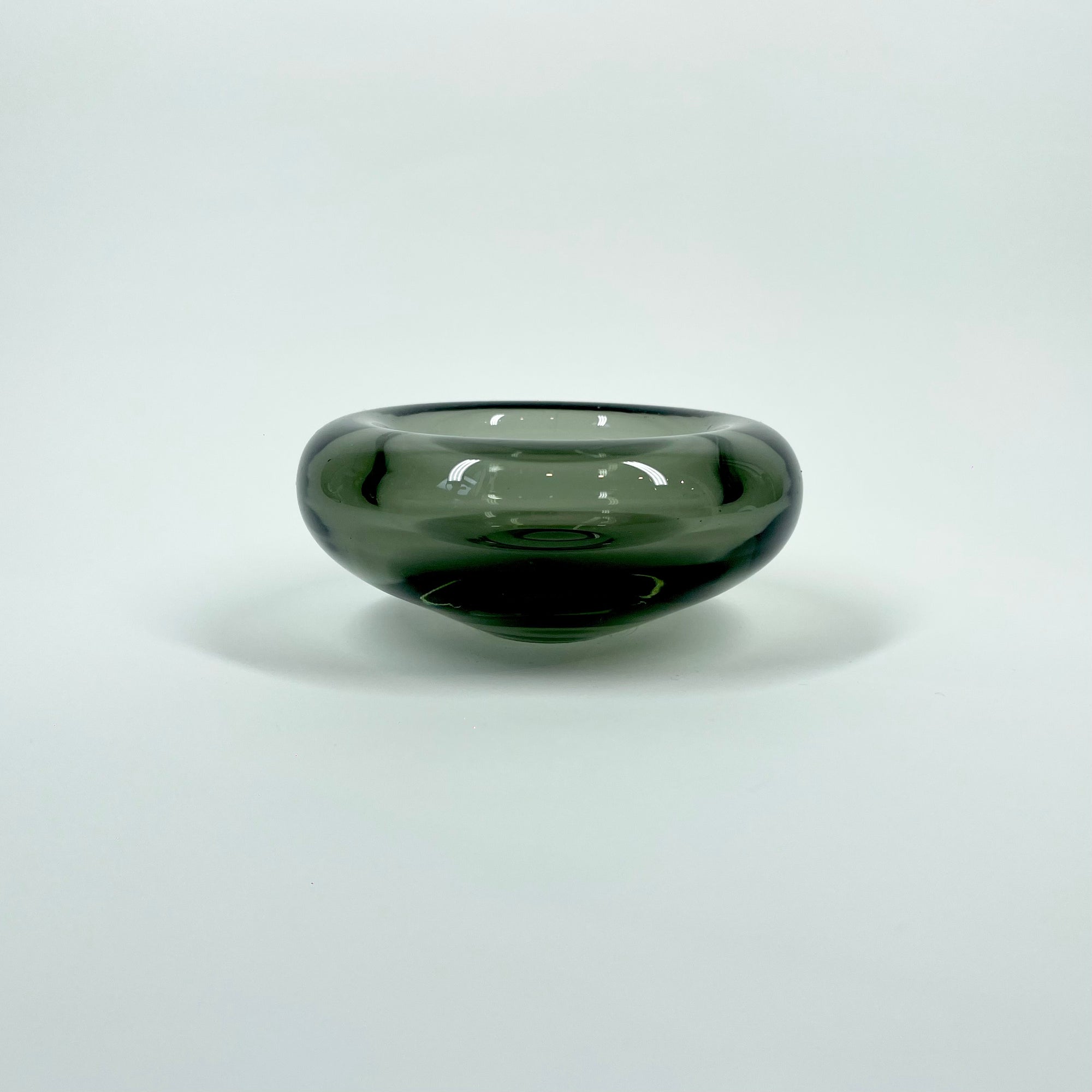 1960s HOLMEGAARD SIGNED GREY GLASS STONE BOWL BY PER LUTKEN