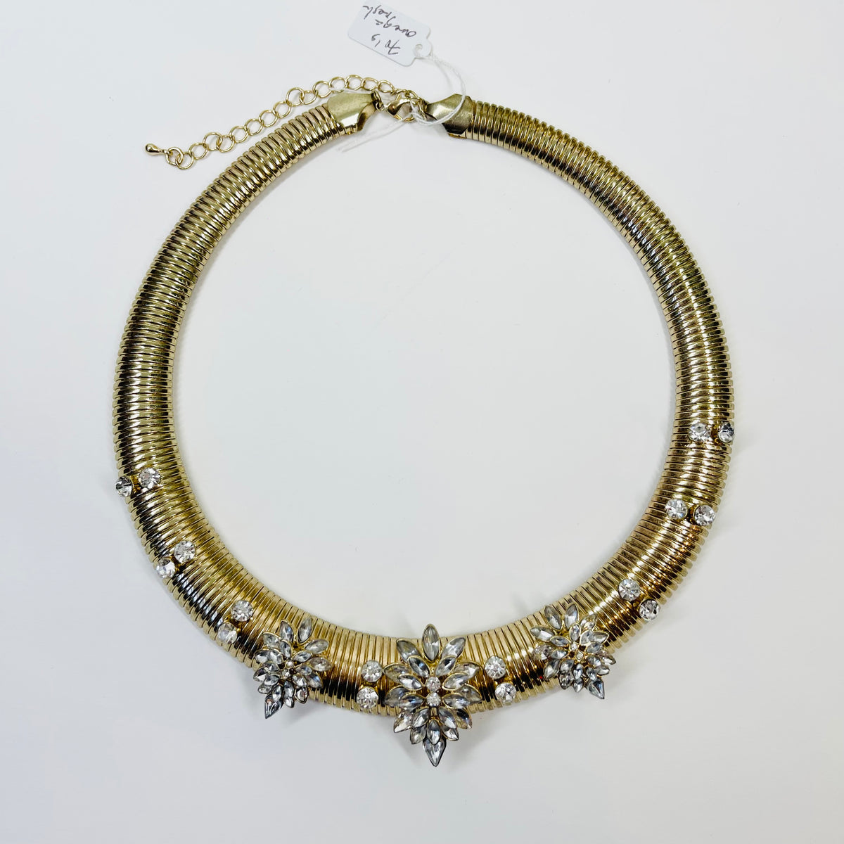 1970s CHUNKY TUBOGAS MESH DIAMANTE STATEMENT NECKLACE