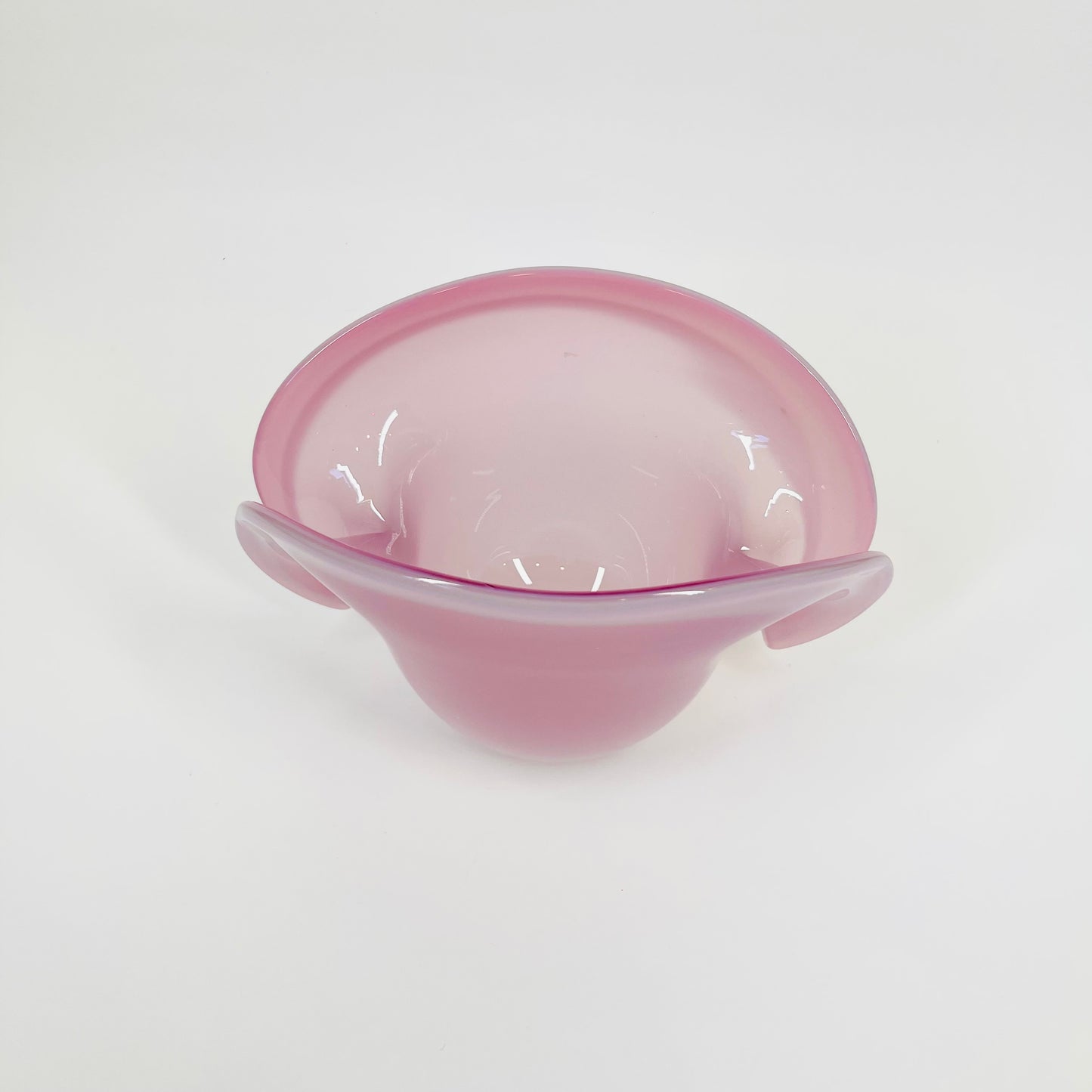 1950s PINK MURANO OPALINE GLASS SHELL BOWL