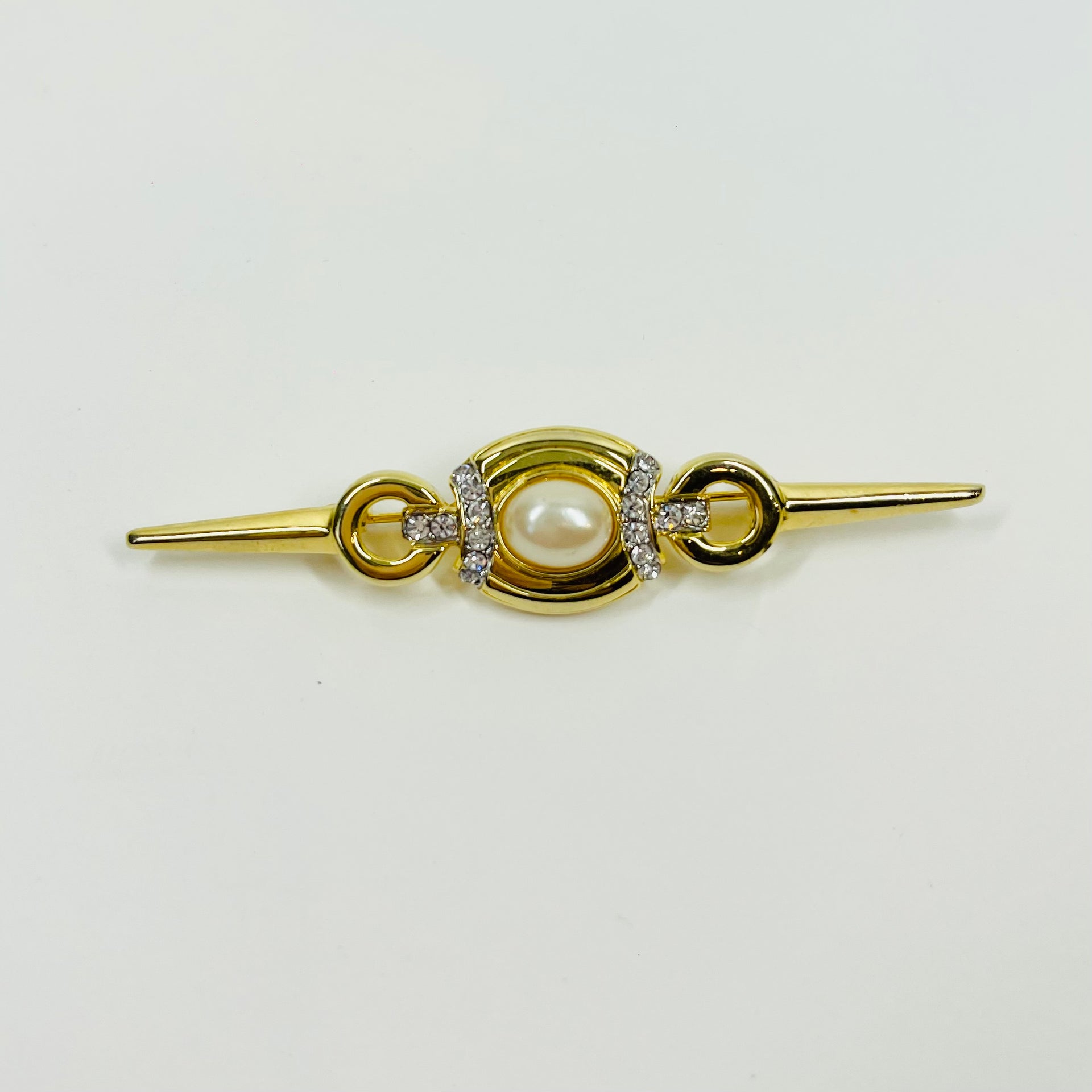 1980s OROTON COSTUME PEARL NECKLACE EARRINGS BROOCH SUITE – GLASS