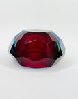 1950s MURANO MANDRUZZATO HARLEQUIN SOMMERSO DIAMOND FACETED GLASS BOWL