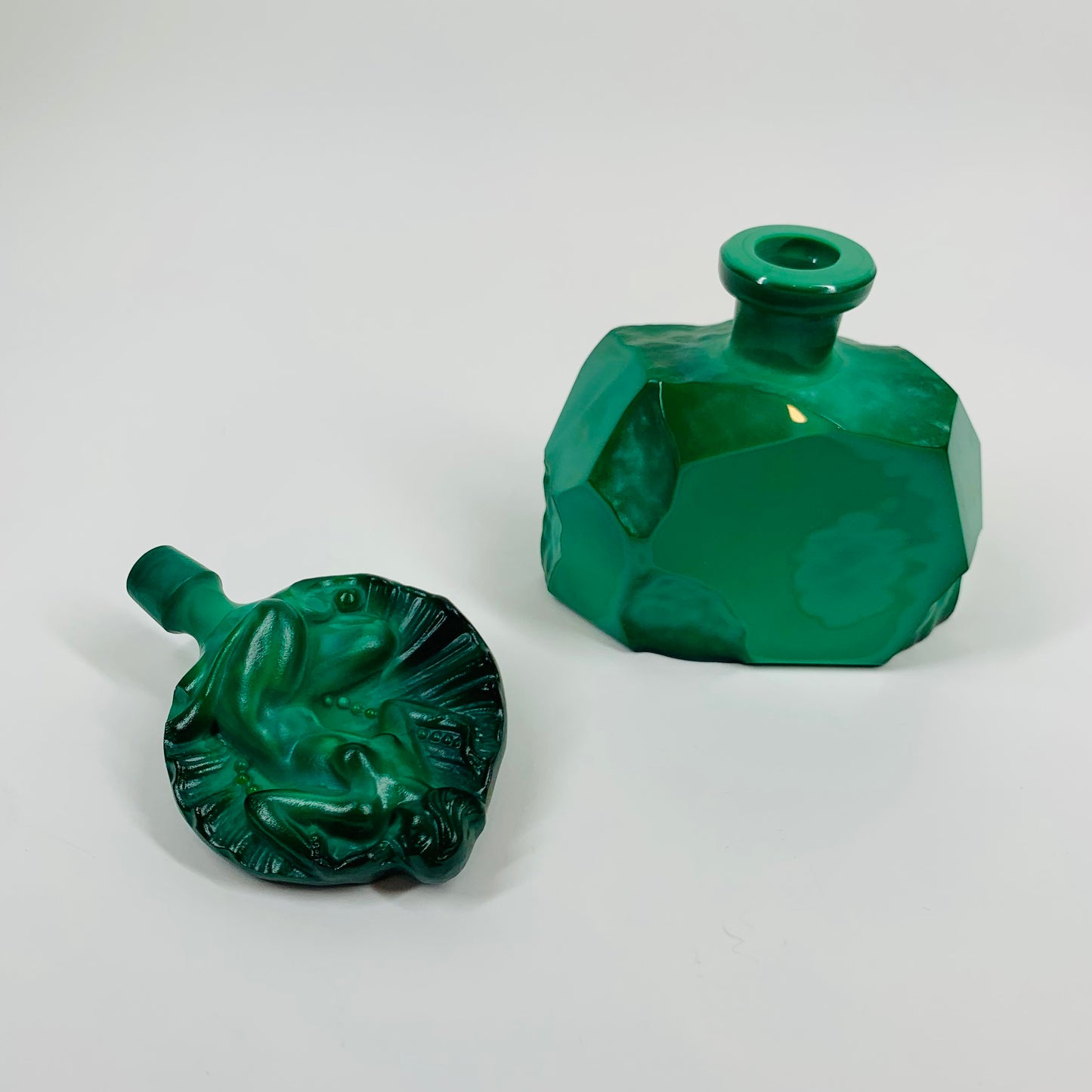 ART DECO MALACHITE GLASS PERFUME BOTTLE