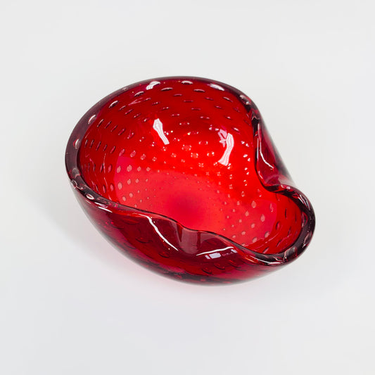 MCM MURANO RED PINCHED BOWL