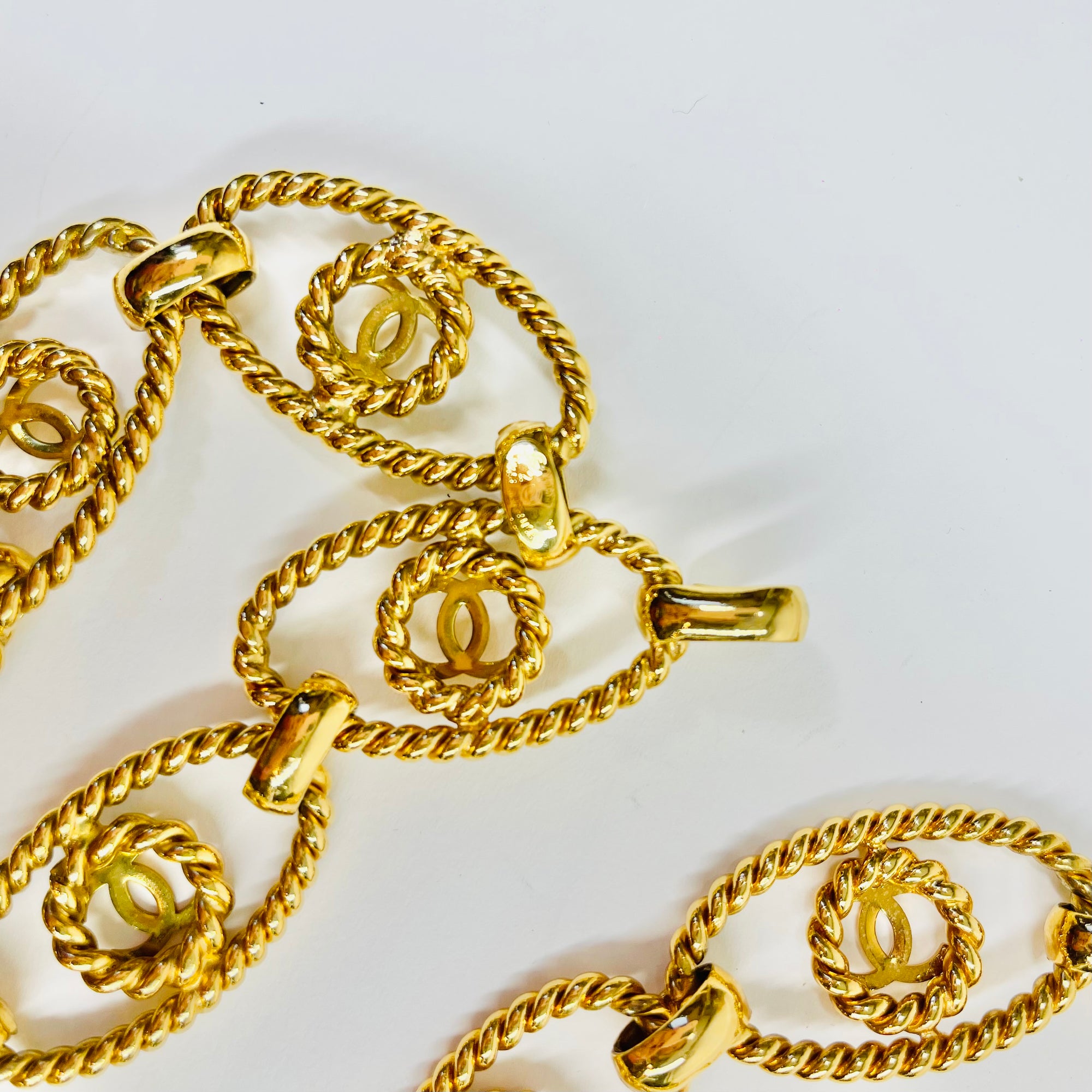 1990s CHANEL MATELASSE GOLD PLATED LOGO BELT