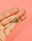SILVER AMBER CABOCHON RING