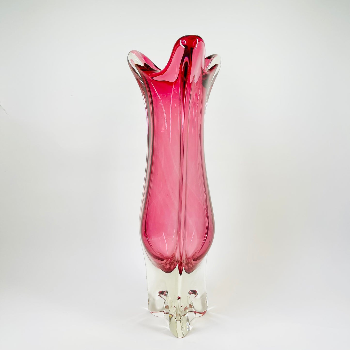 1970s MURANO PINK/CRANBERRY GLASS PAPERWEIGHT VASE