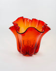 70s JAPANESE ORANGE RED OMBRE HANDKERCHIEF VASE