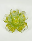 1940s MURANO BAROVIER GOLD AVENTURRINE LATTICINO SOMMERSO GLASS FLOWER PINCHED BOWL