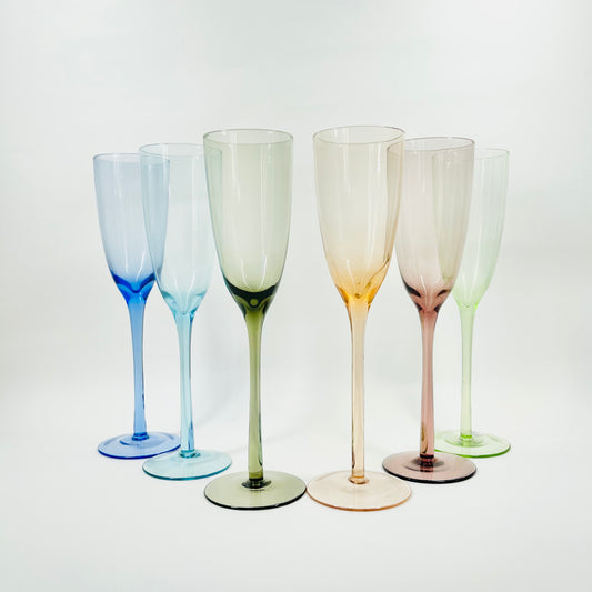 MIDCENTURY HARLEQUIN CHAMPAGNE FLUTES