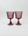 1950s JAPANESE NORITAKE PURPLE AMETHYST PRESSED GLASS GOBLETS