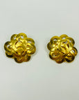 1997 CHANEL CC LOGO LARGE CAMILLA BUTTON CLIP ON EARRINGS