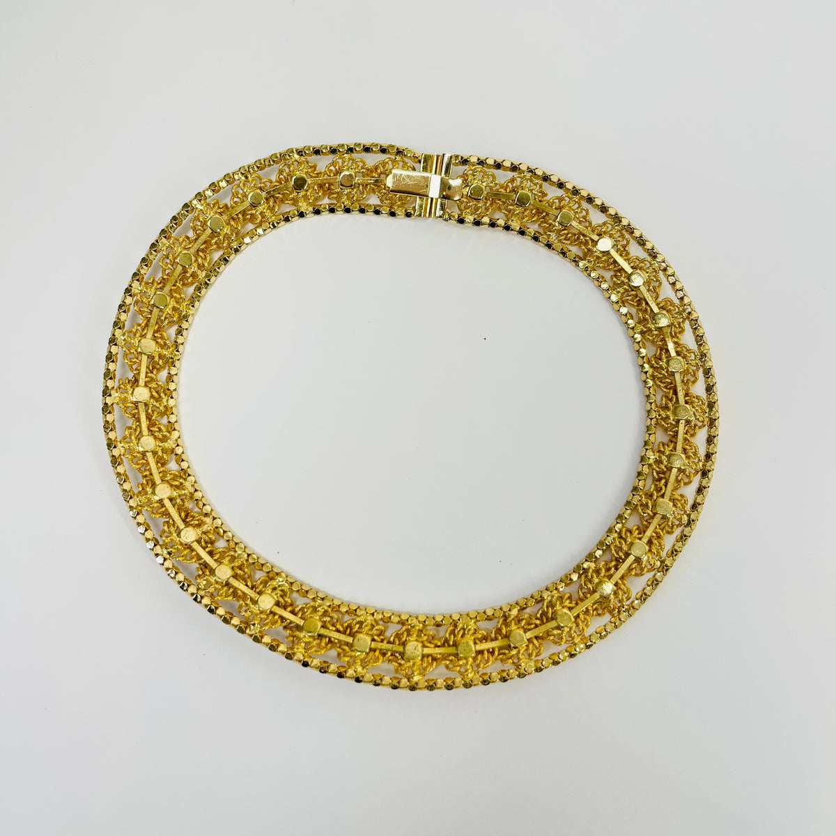 1950s CORO MESH AMBER COGNAC CRYSTALS COLLAR NECKLACE