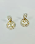 1996 CHANEL CC TWO TONE HOLLOW LOGO CLIP ON EARRINGS