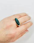 1960s DANISH BRUTALIST EMERALD GREEN GLASS SILVER RING