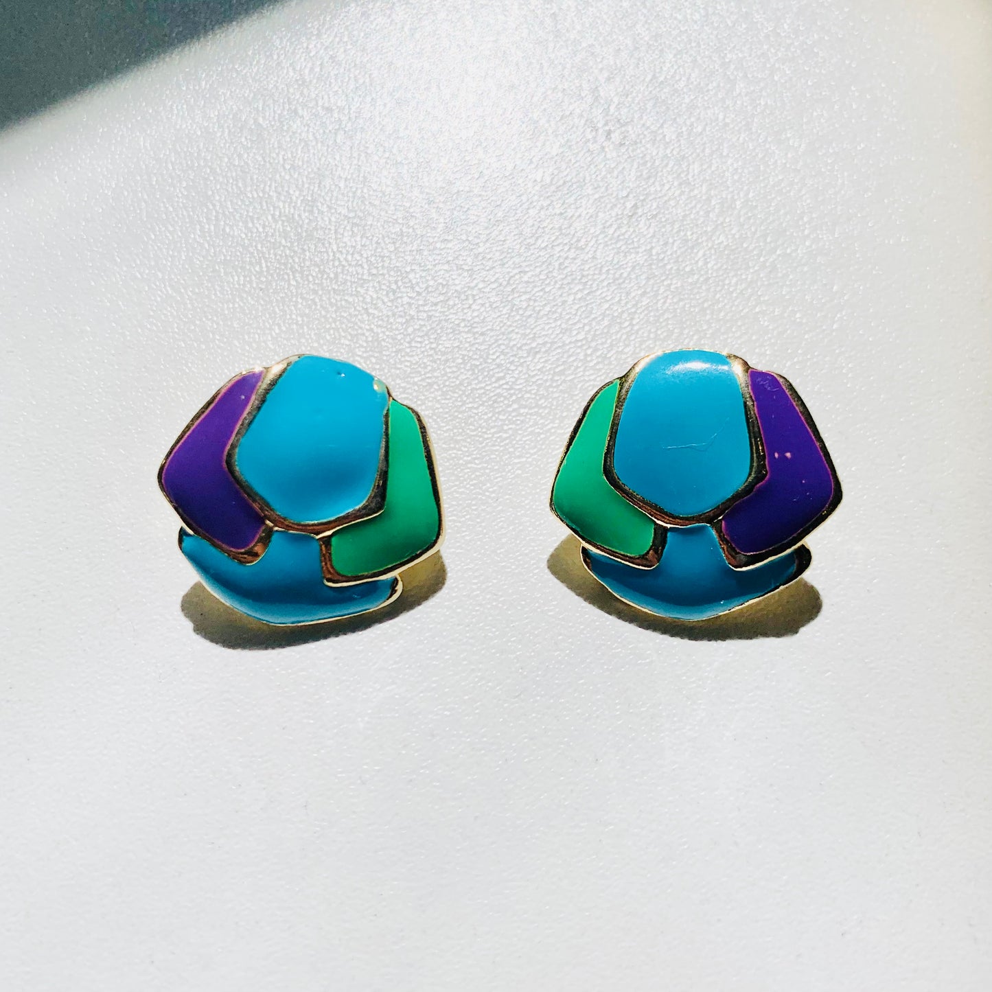 70s HARLEQUIN ENAMEL EARRINGS