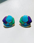 70s HARLEQUIN ENAMEL EARRINGS