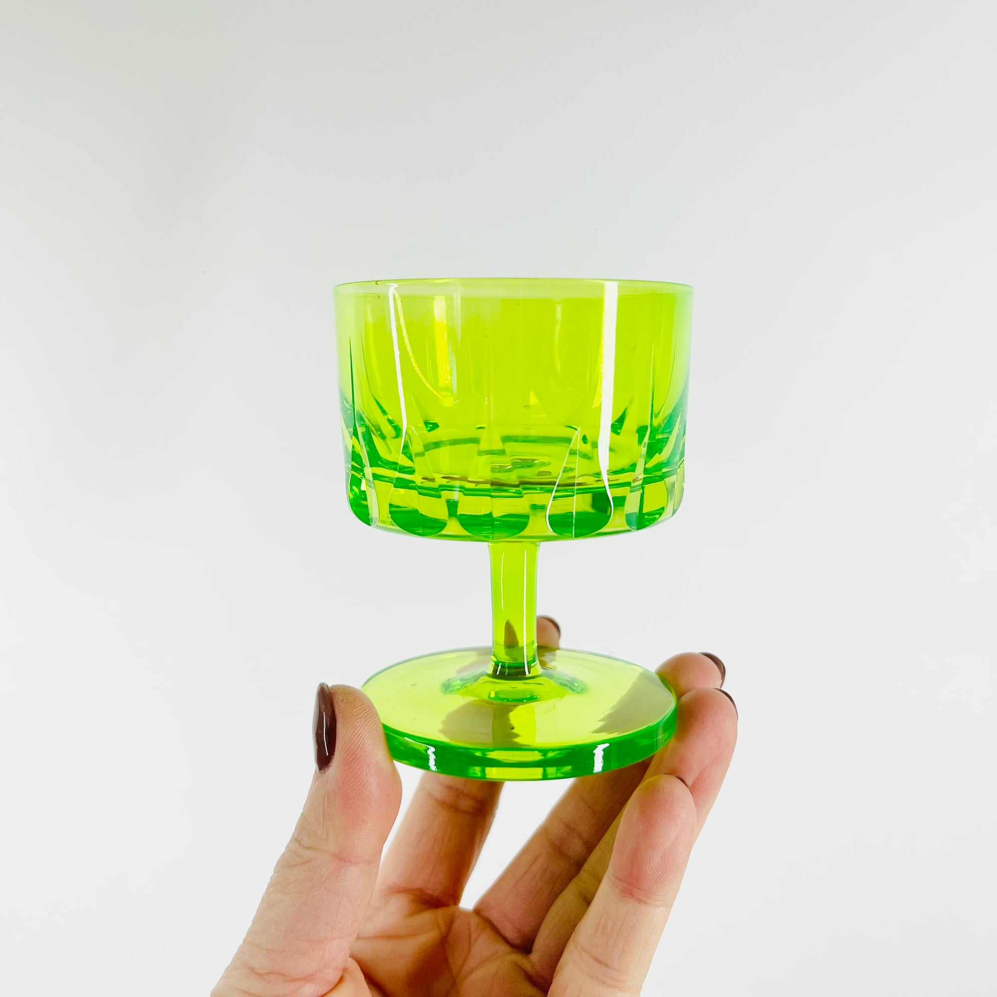 ART DECO URANIUM GLASS COUPE