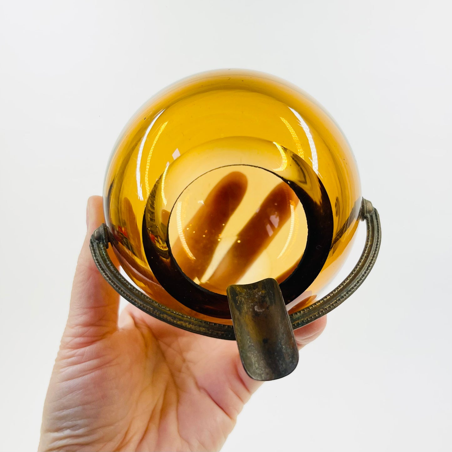 EXTREMELY RARE SPACE AGE MURANO AMBER GLASS ASHTRAY