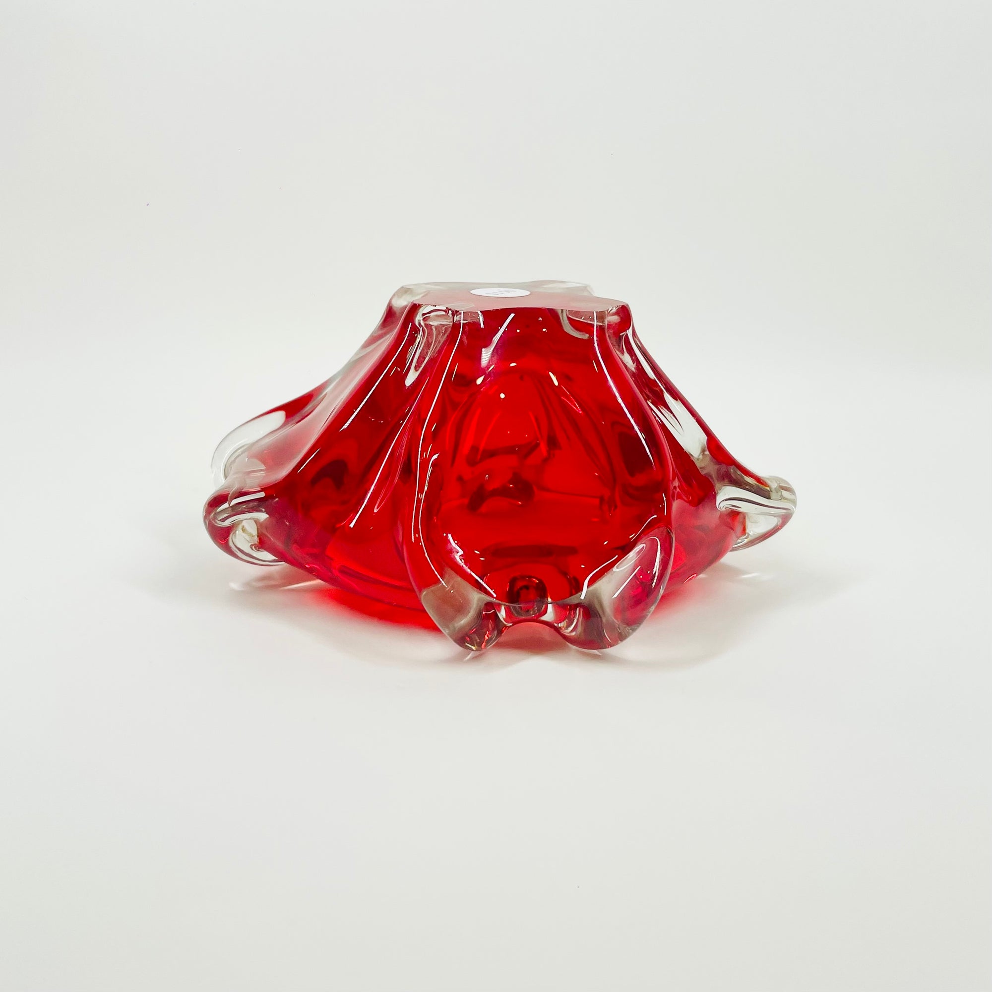 1970s JAPANESE RED SOMMERSO GLASS ASHTRAY/BOWL