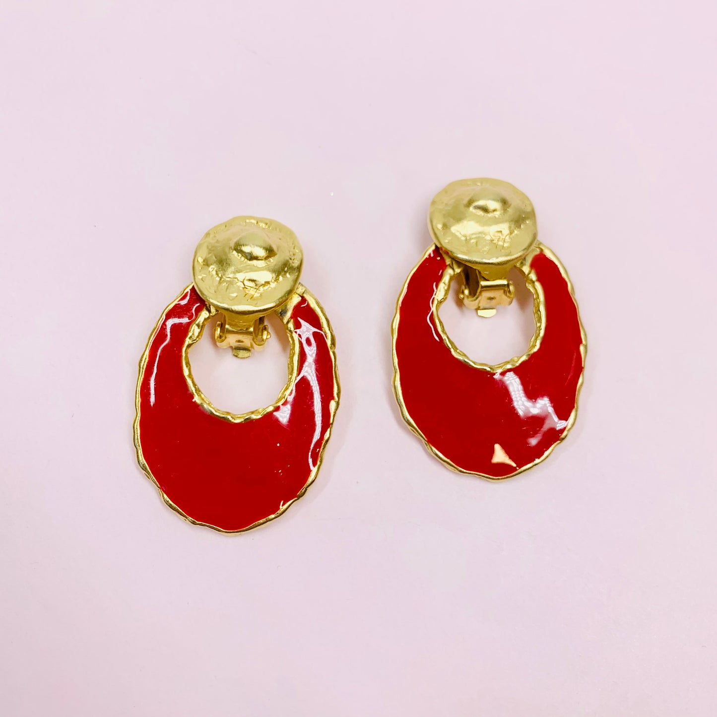 RED ENAMEL DROP EARRINGS