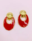 RED ENAMEL DROP EARRINGS
