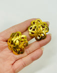 1997 CHANEL CC LOGO LARGE CAMILLA BUTTON CLIP ON EARRINGS