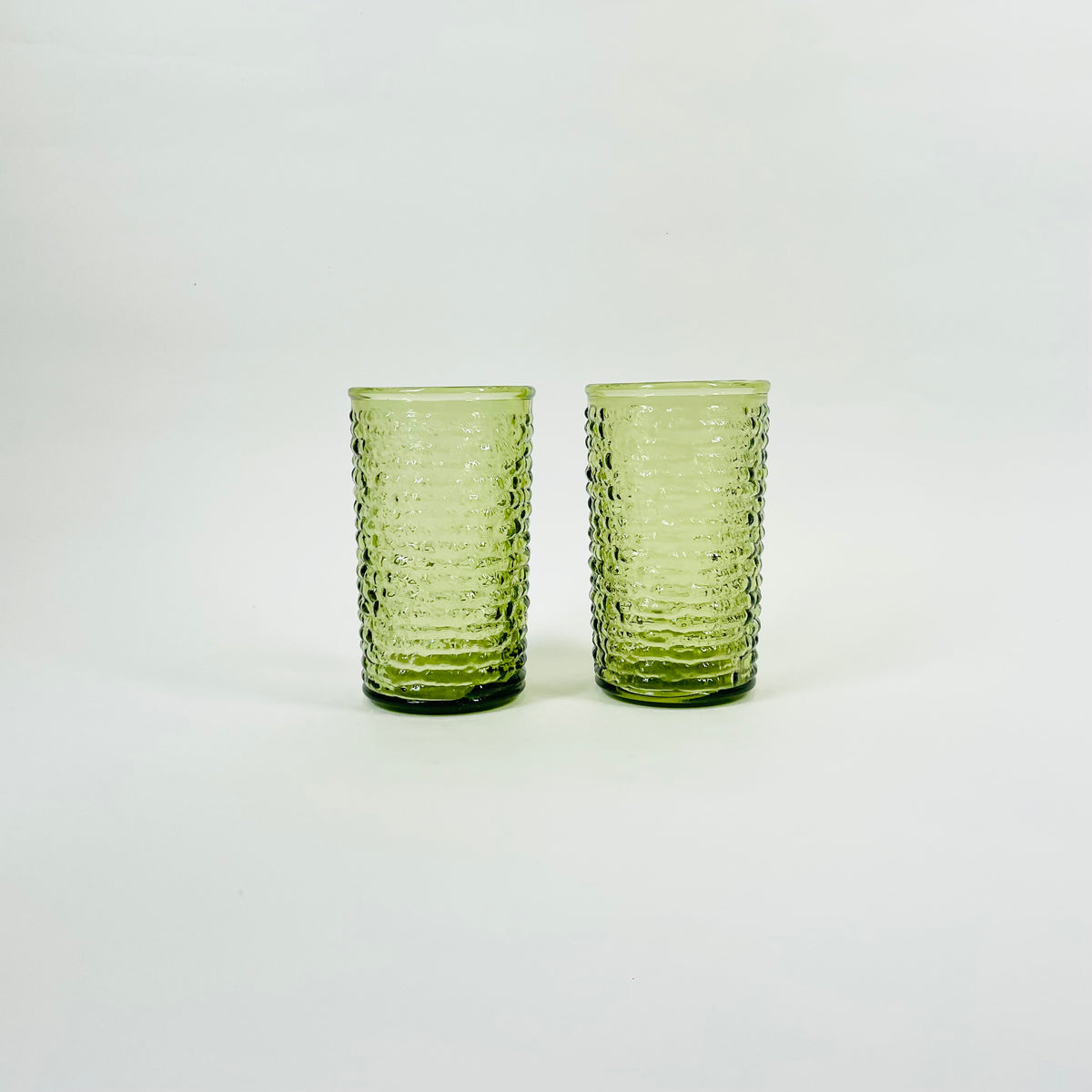 1970s ANCHOR HOCKING GREEN BARK GLASS TUMBLERS
