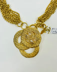 2009 CHANEL LOGO MEDALLION GOLD PLATED MULTI-MESH CHAINS NECKLACE