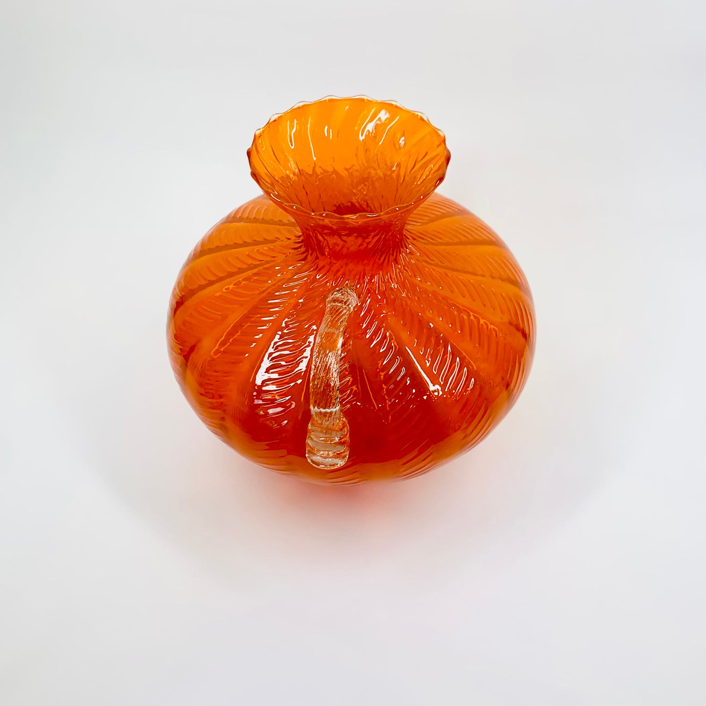 ANTIQUE MURANO ORANGE RIBBED GLASS AMPHORA