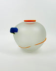 1980s HAND MADE MEMPHIS MILANO STYLE SATIN GLASS SQUAT VASE