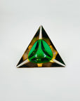 1950s MURANO MANDRUZZATO GREEN SALMON GLASS SOMMERSO FACETED TRIANGULAR GLASS BOWL