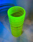 MIDCENTURY FINNISH URANIUM GLASS CYLINDER VASE BY TAMARA ALADIN FOR RIIHIMAEN LASI