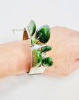 SIGNED 1974 STERLING SILVER NEPHRITE BANGLE BY FINNISH MASTER TAISTO PALONEN