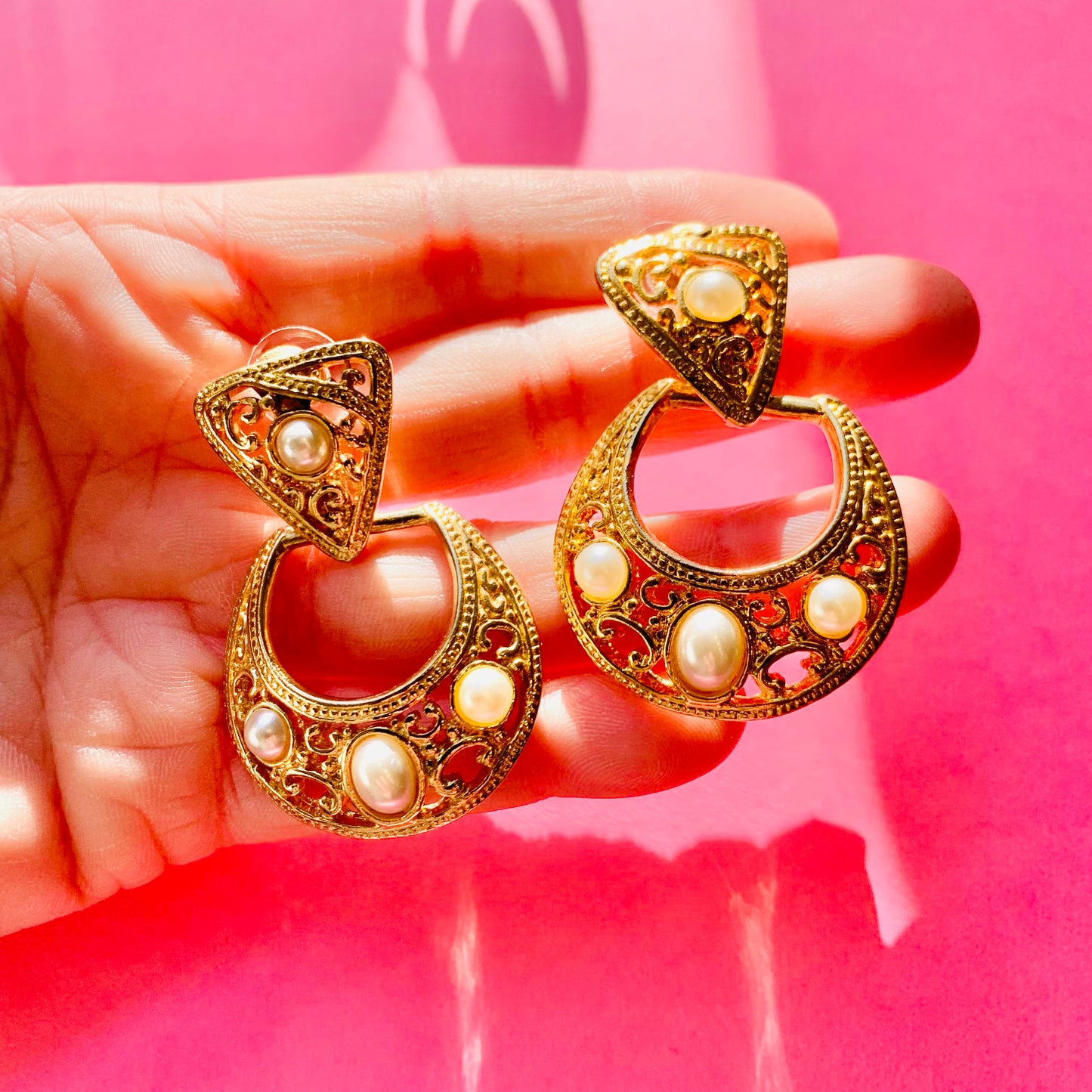 60s MARQUIS PEARL DROP EARRINGS