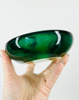 1940s GREEN GOLD AMBER MURANO FLAVIO POLI SOMMERSO GLASS MINI BOWL