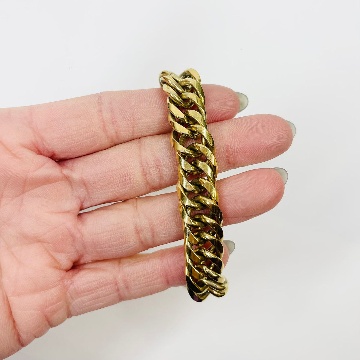 1950s WIDE CURB LINKS GOLD FILLED BRACELET