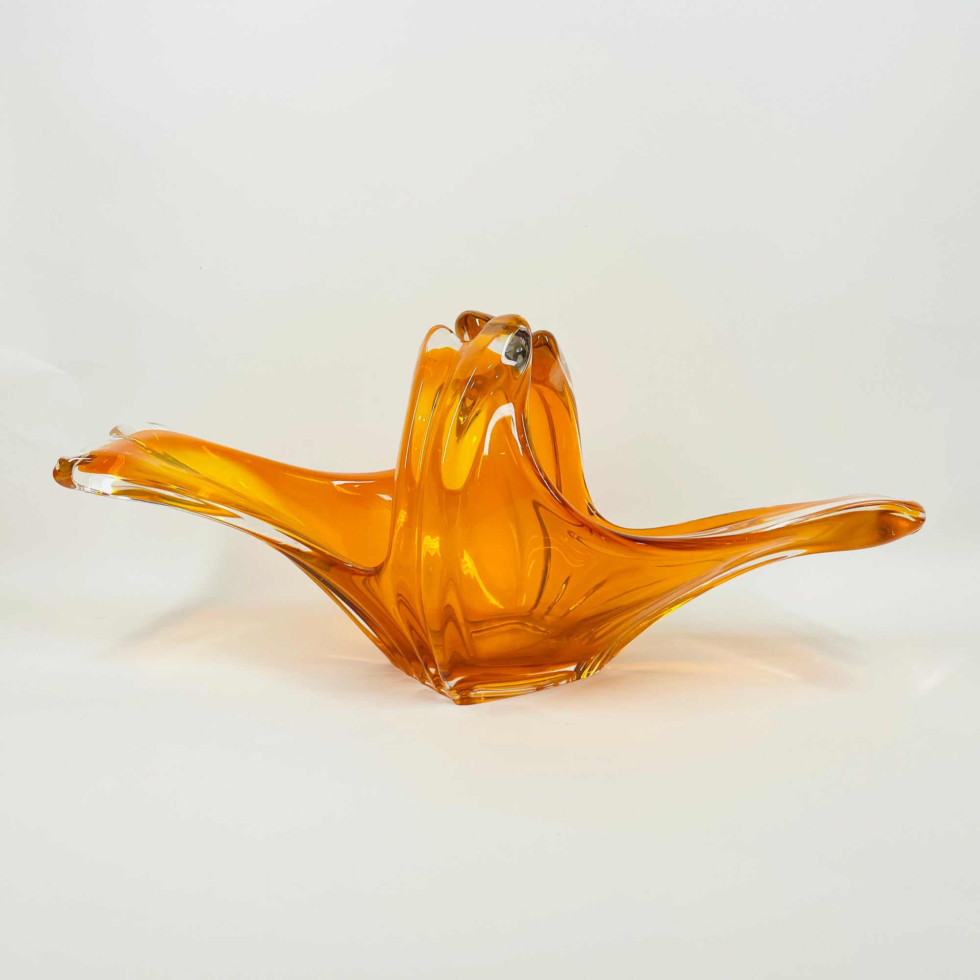 1970s JAPANESE ORANGE FLAME BASKET/BOWL/VASE